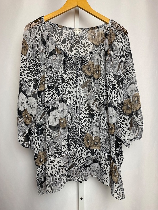 Studio Works Tops - Studio Works Womenʻs Sheer Lightweight Paisley Floral Animal Print Blouse XL